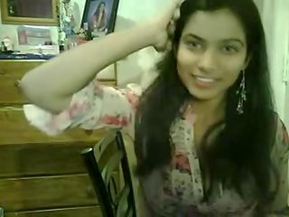Comel dan menggoda 20 tahun lama warga india gadis pada webcam